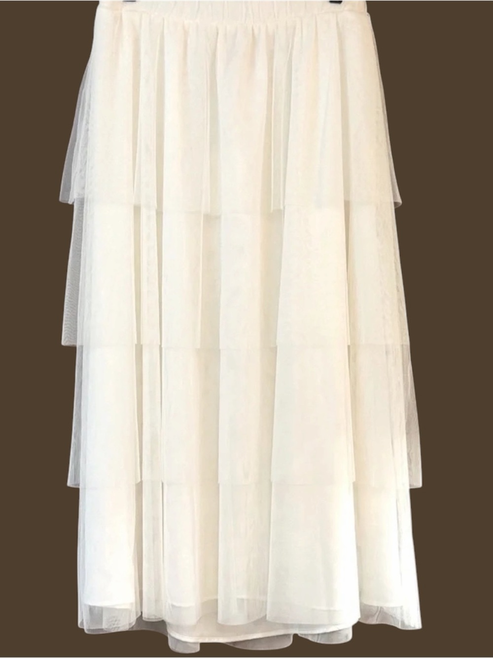 Show me your Mumu White Tulle Tiered Maxi Skirt Bridal RESORTWEAR size medium